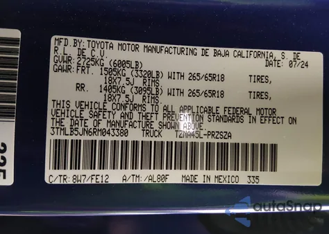 2024 Toyota Tacoma Trd Sport из США, поврежденный, VIN 3TMLB5JN6RM043380